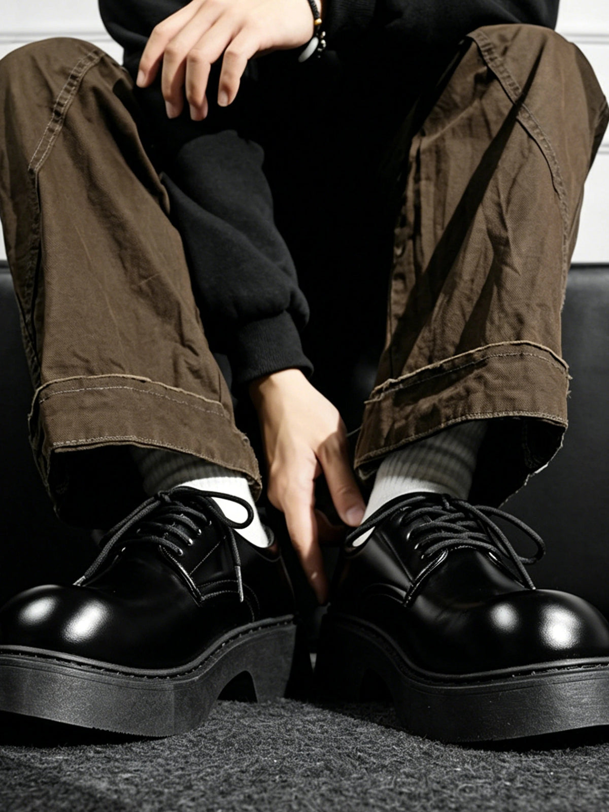 Platform Height-increasing Work Boots / Casual Leather Shoes