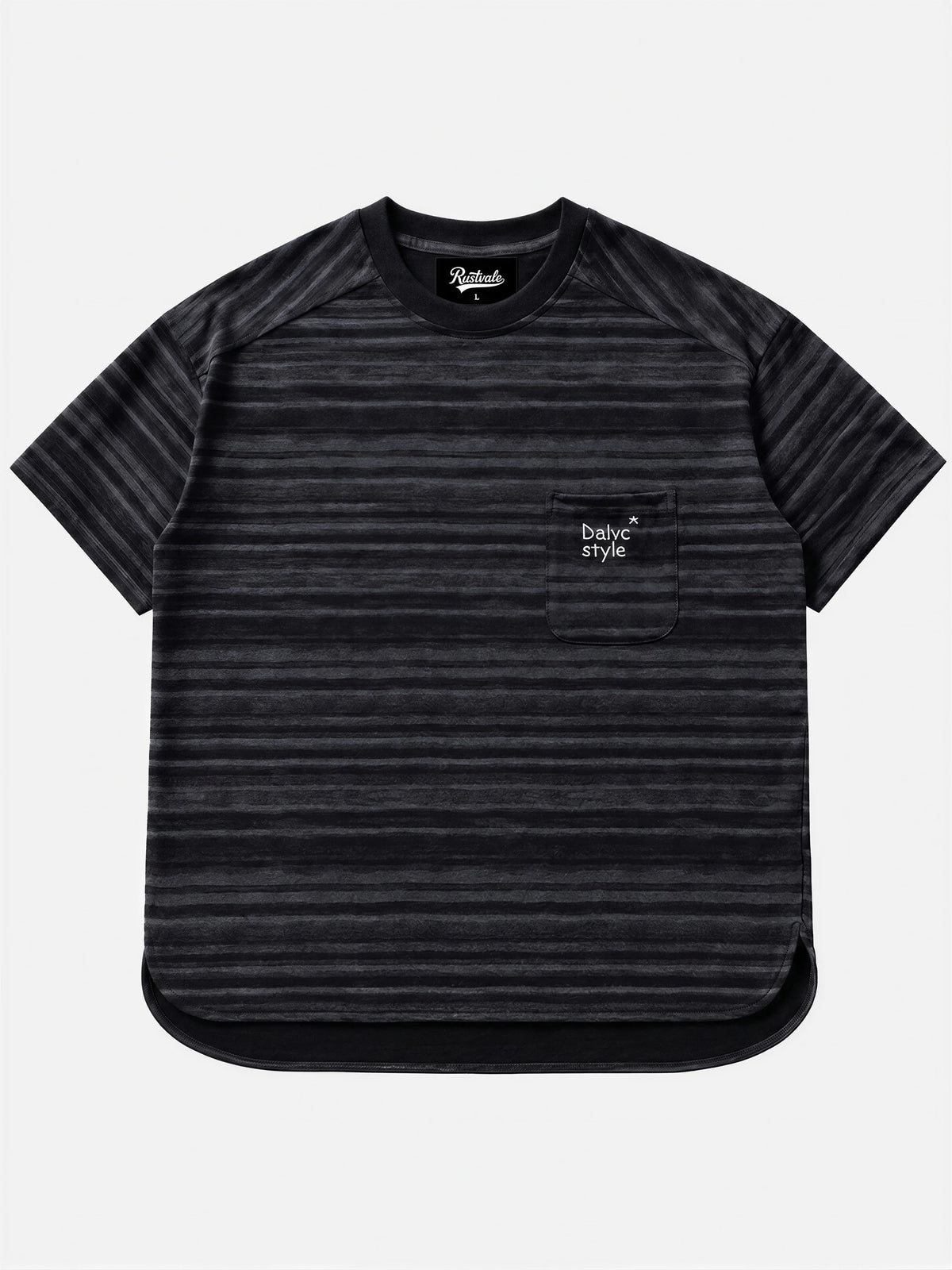 Loose-fit Striped T-shirt With Pocket Embroidery
