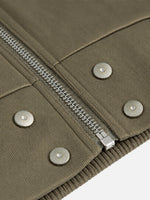 Retro Riveted & Pleated Baseball Jacket