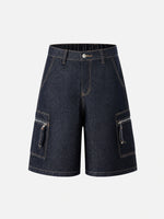 Large-pocket Denim Cargo Shorts