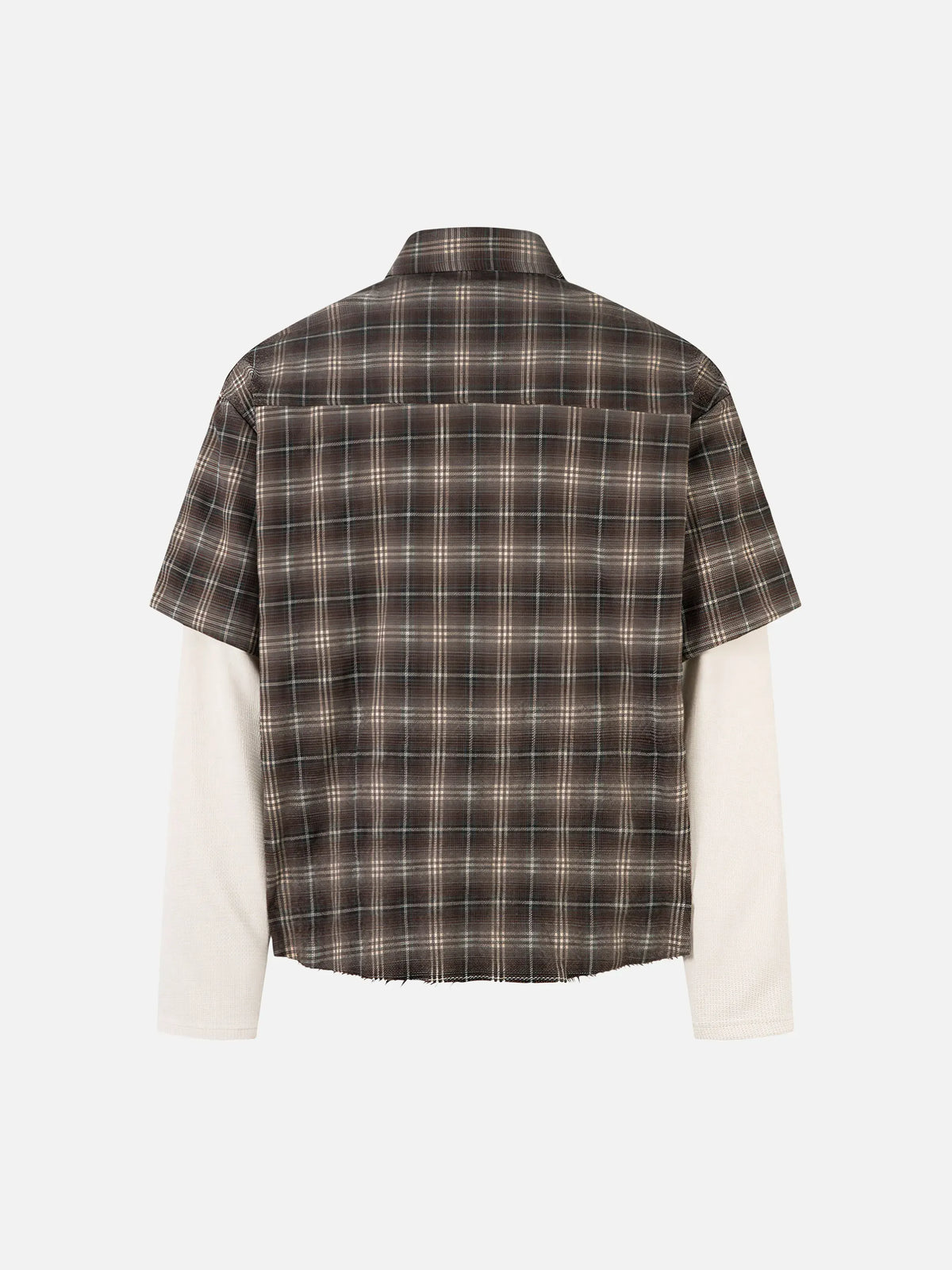 Retro Letter-embroidered Faux Two-piece Long-sleeve Shirt