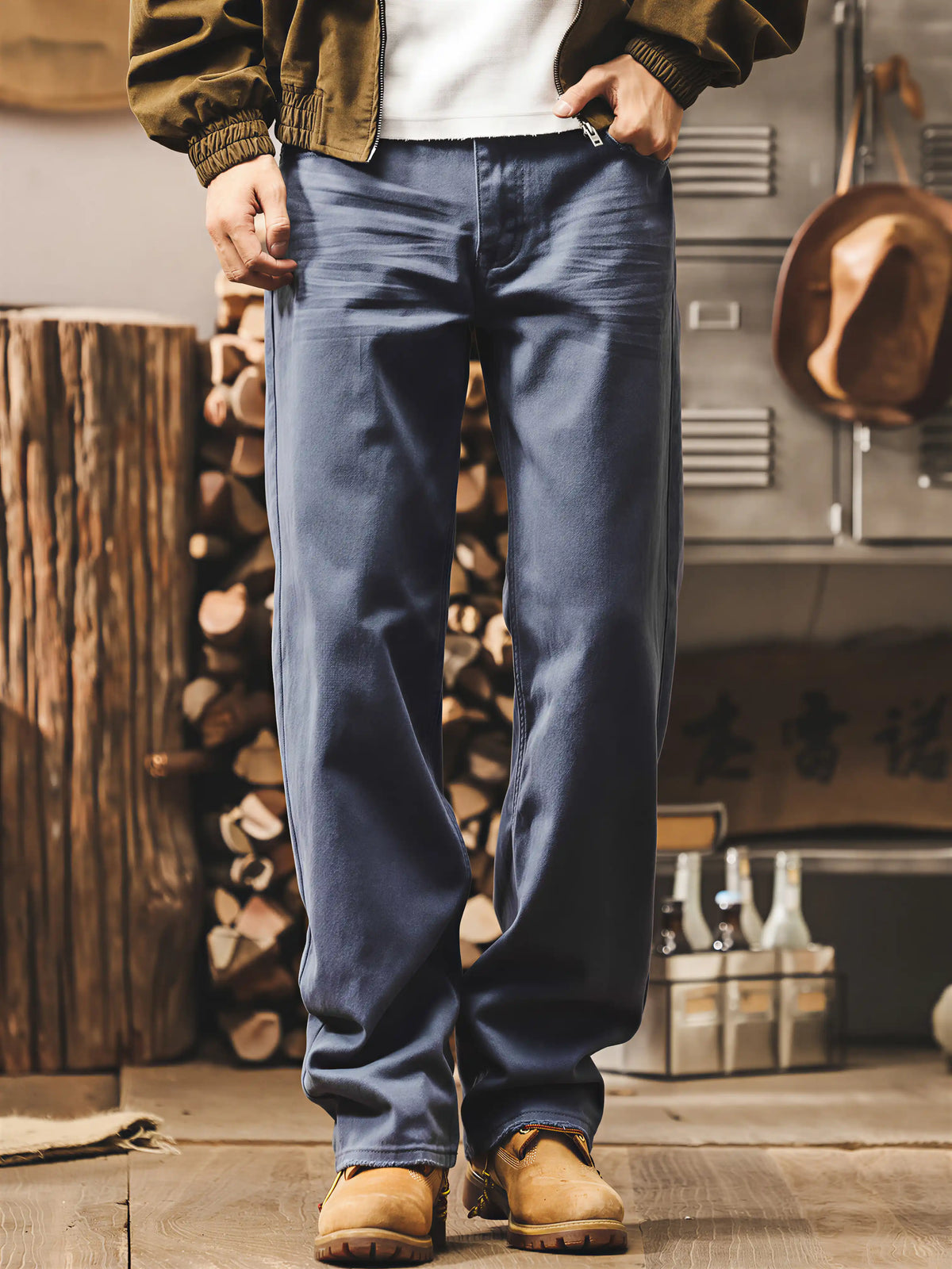 Vintage-style Washed Denim Jeans