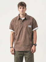 Stylish Casual Utility-style Layered Polo Shirt With A Fold-over Collar