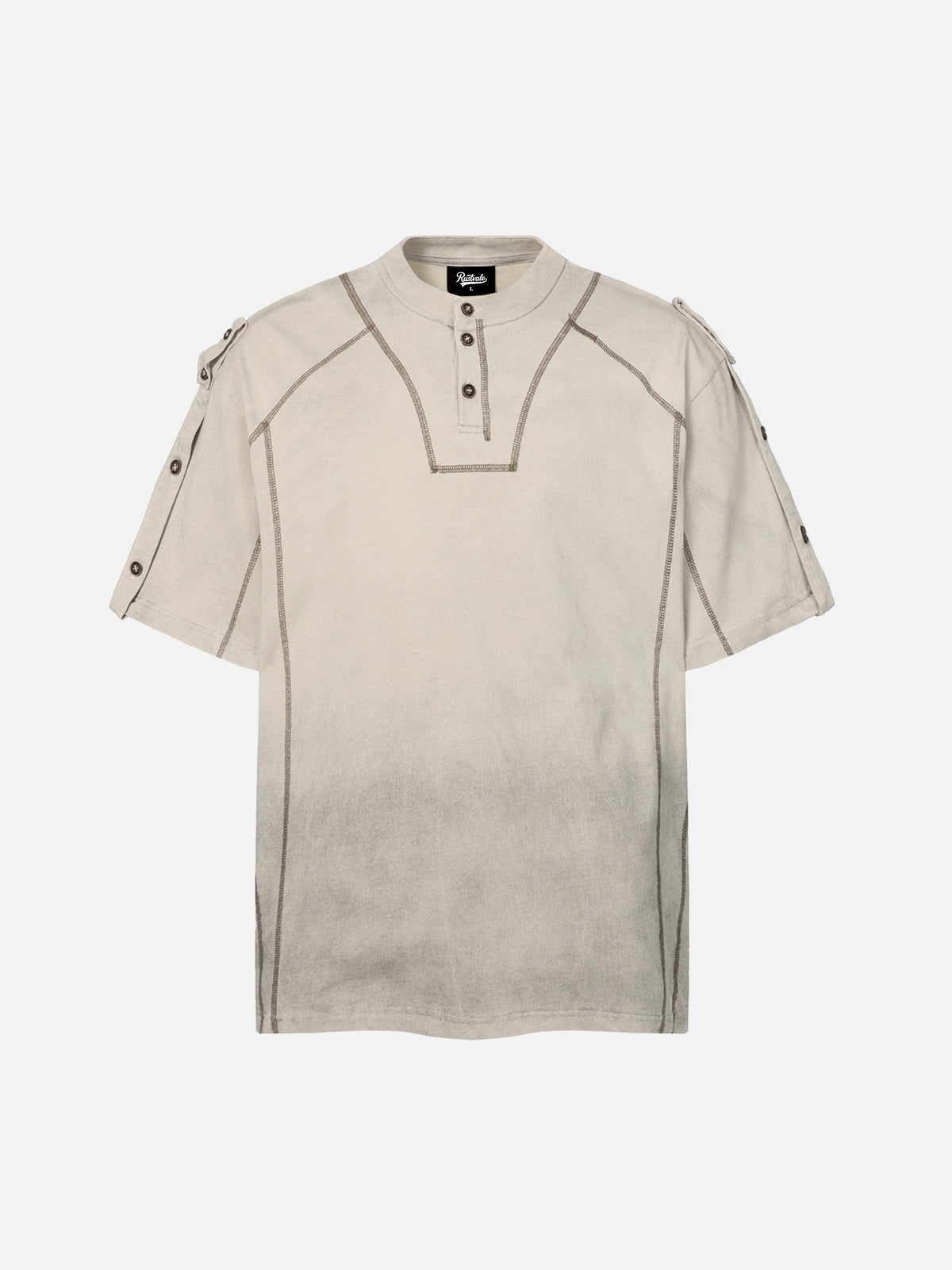 Retro Gradient Distressed Henley T-shirt