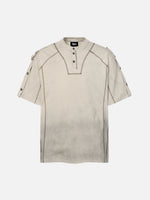 Retro Gradient Distressed Henley T-shirt