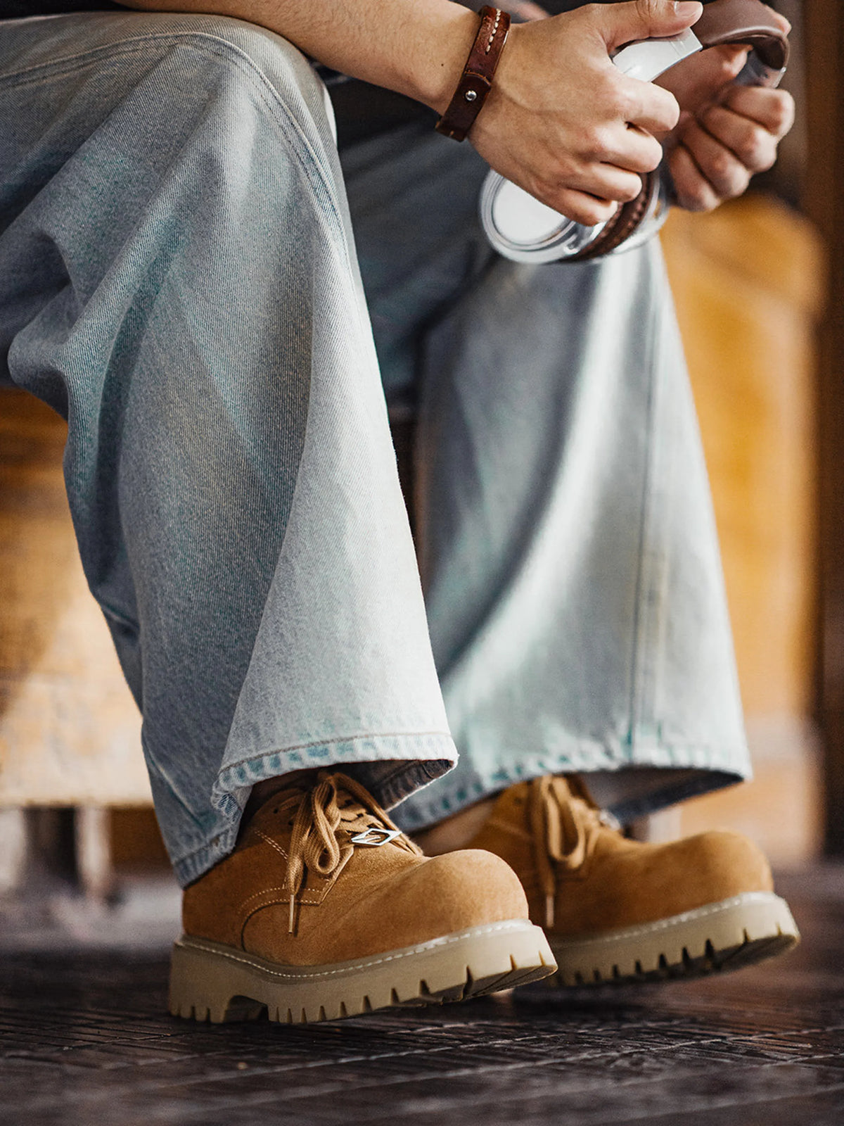 Height-increasing Commuter Work Shoes — Round-toe Leather Footwear