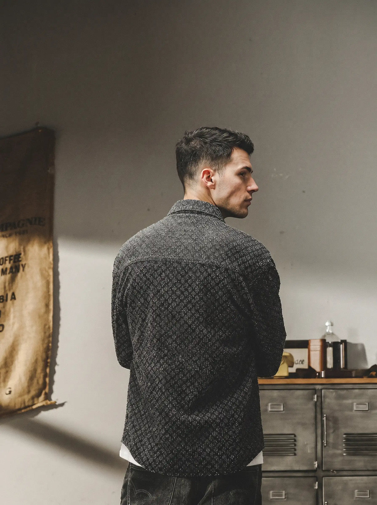 Stone-washed, Distressed Long-sleeve Shirt