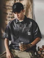 Retro Heavyweight Washed Short-Sleeve Polo Shirt