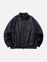 Pu Leather Collared Jacket With Double-ended Zipper