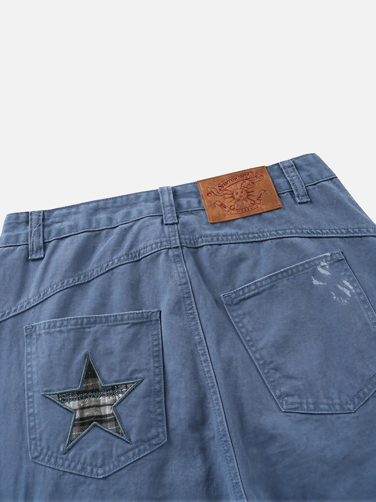 Multi-pocket, Star-patch Wide-leg Cargo Pants