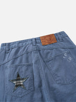 Multi-pocket, Star-patch Wide-leg Cargo Pants