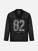 Digital Print V-neck Long-sleeve T-shirt
