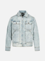 American Retro Washed Blue Distressed Work Jacket