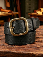 Handcrafted Vintage Embossed Top-grain Cowhide Belt