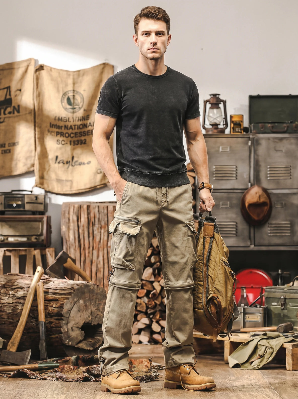Vintage-style Detachable Utility Shorts