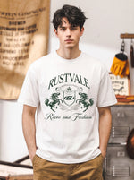 Retro And Fashion Series Double Steed Crest Graphic Tee