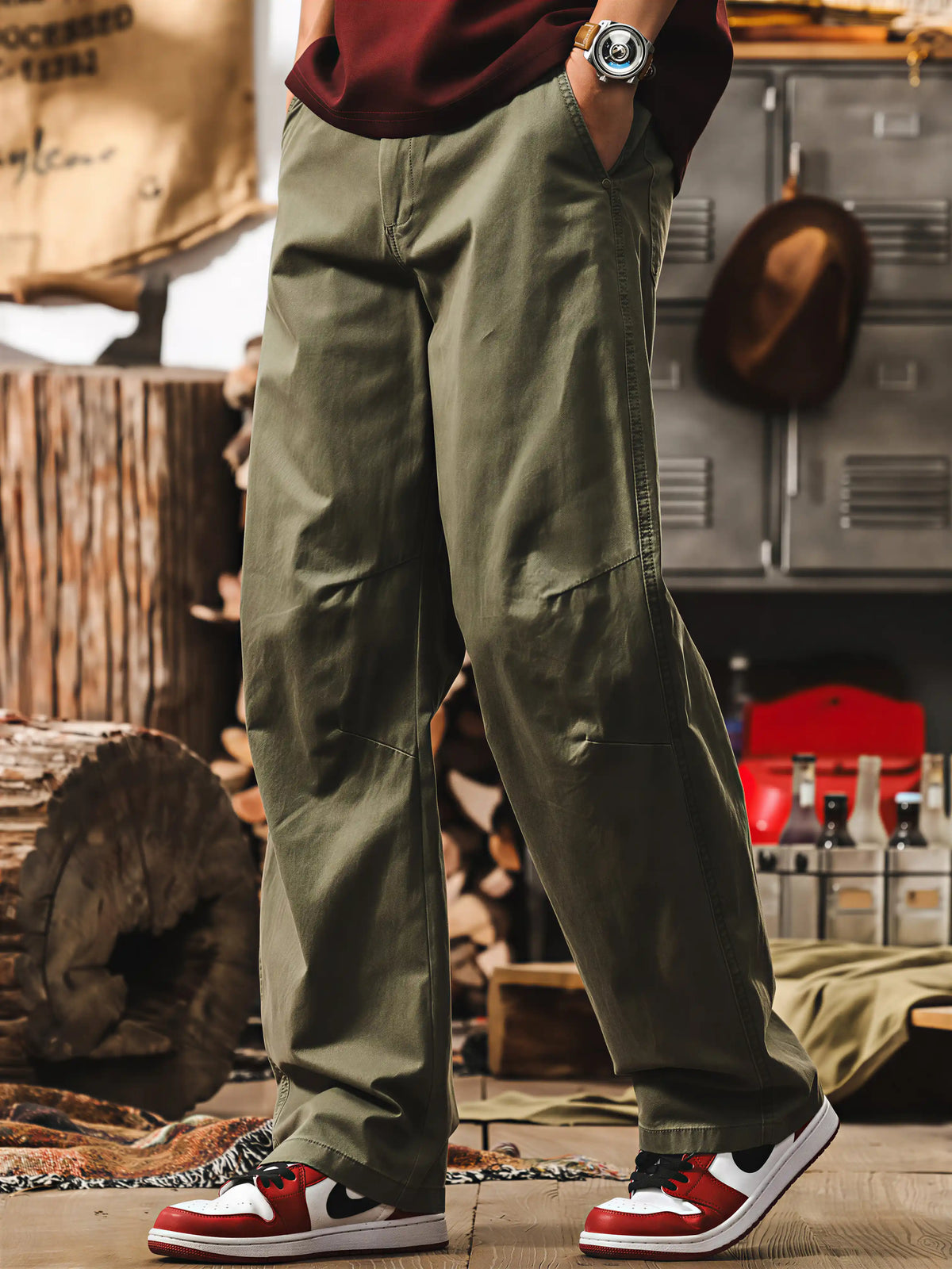 Retro Maillard-style Straight-leg Cargo Pants