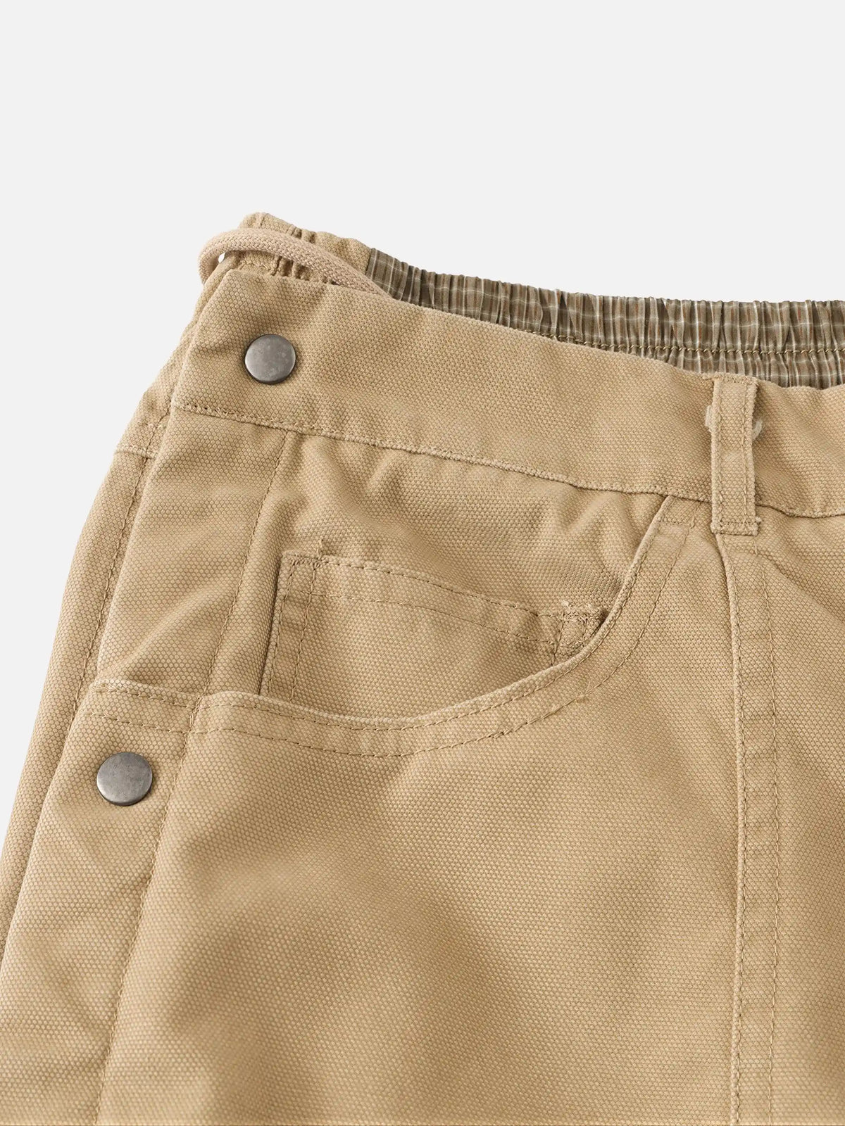 Faux Two-piece Loose-fit Canvas Cargo Pants