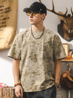 Retro Irregular Flocked All-over Print T-shirt