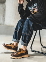 American-style Rugged Yet Refined Round-toe Leather Shoes
