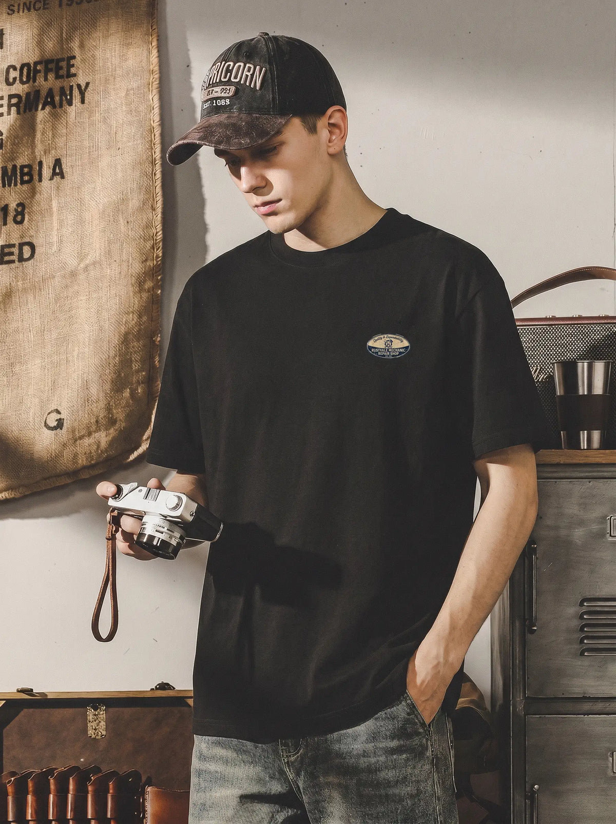 Minimal Retro Chest Badge Tee