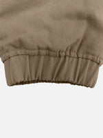 Retro Canvas & Leather-paneled Loose-fit Cotton Workwear Jacket