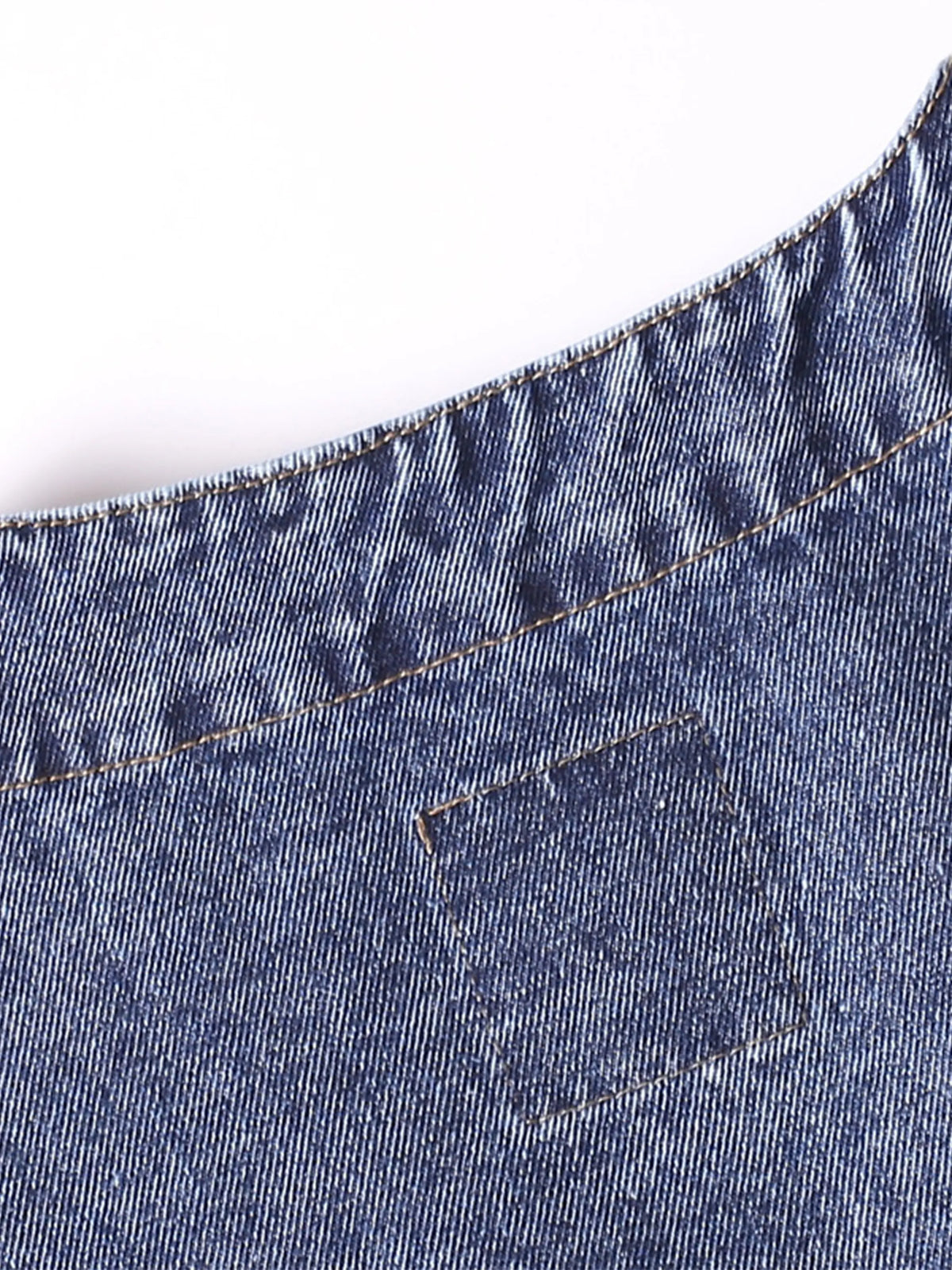 Americana-style Washed & Distressed Multi-pocket Denim Work Vest