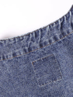 Americana-style Washed & Distressed Multi-pocket Denim Work Vest