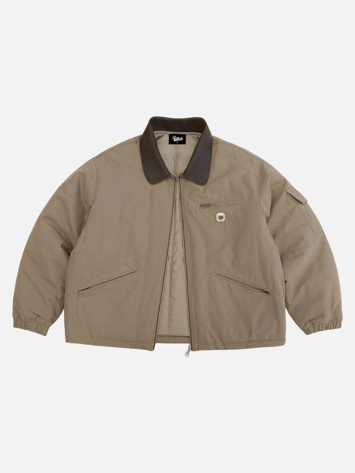 Retro Canvas & Leather-paneled Loose-fit Cotton Workwear Jacket