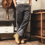 Retro Washed & Distressed Straight-leg Cropped Cargo Pants