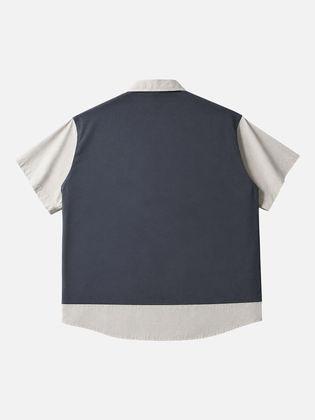 Retro Faux Two-piece Spliced multi-pocket Short-sleeve Work Shirt