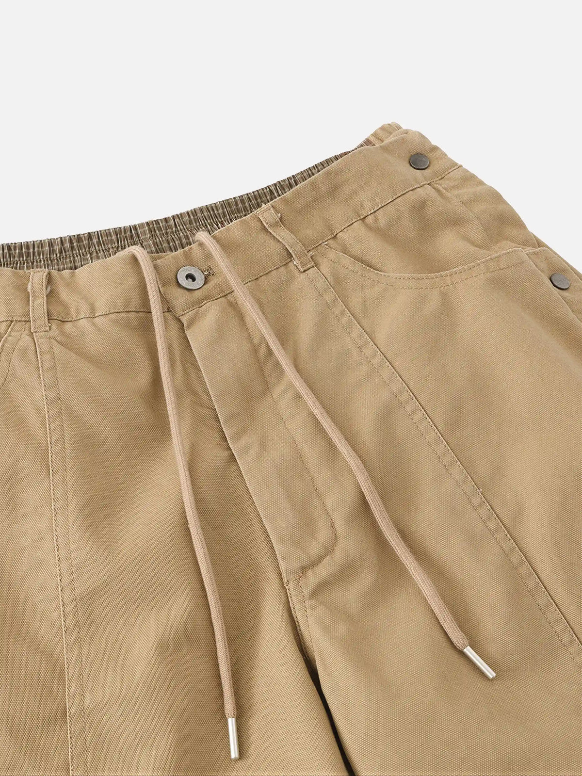 Faux Two-piece Loose-fit Canvas Cargo Pants