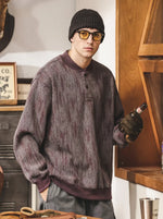 Vintage-style Heavyweight, Loose-fit, Plus-size Henley Sweatshirt