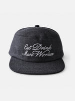 Letter-embroidered Flat-top, Flat-brim Hat
