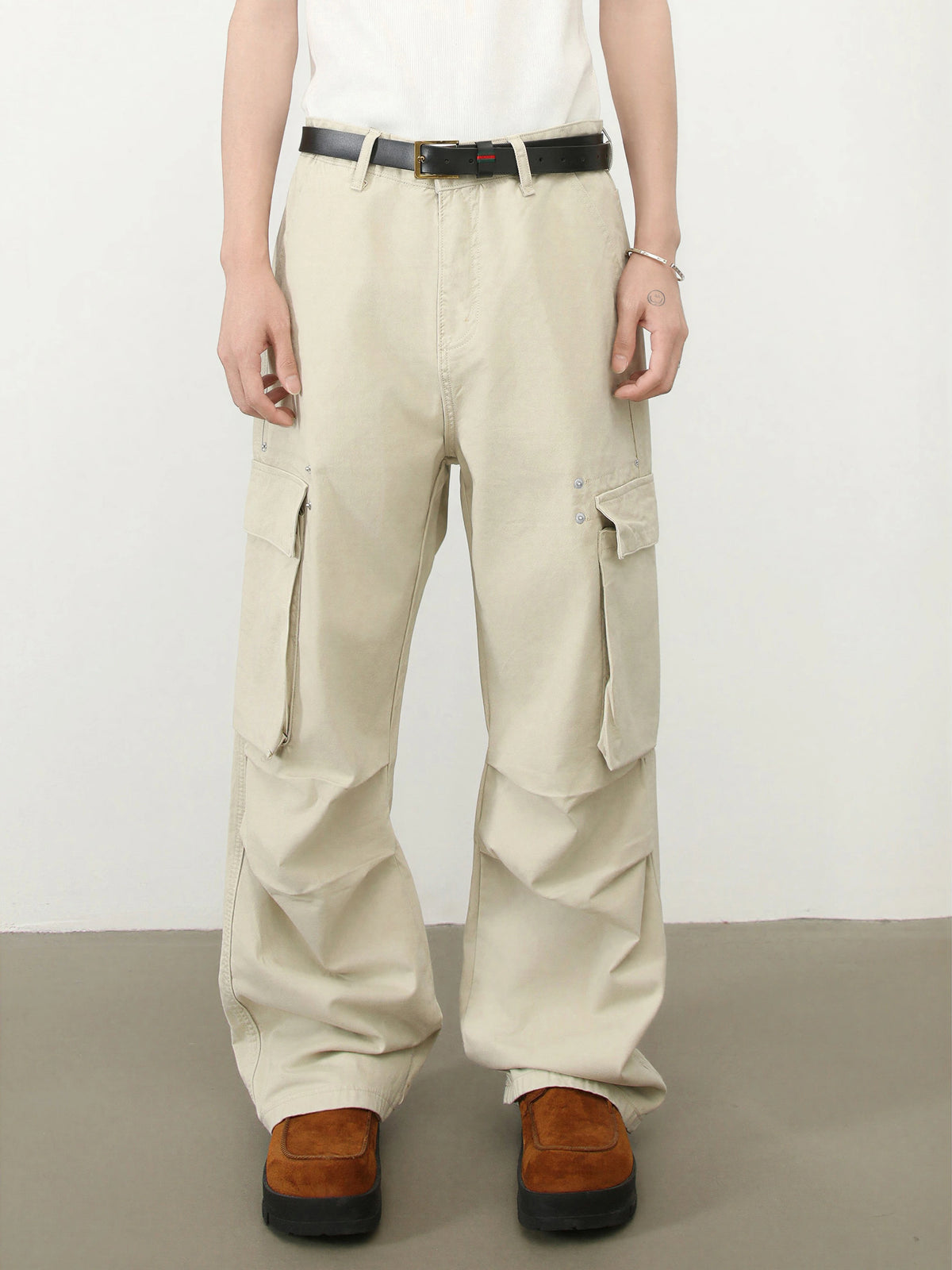 Multi-pocket Loose-fit Wide-leg Cargo Pants
