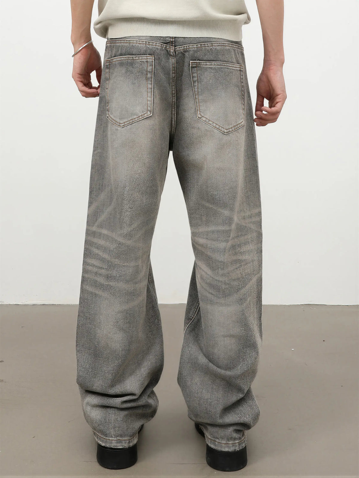 Retro Whiskered Washed Denim Jeans