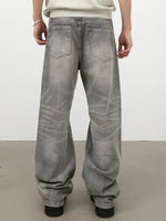 Retro Whiskered Washed Denim Jeans