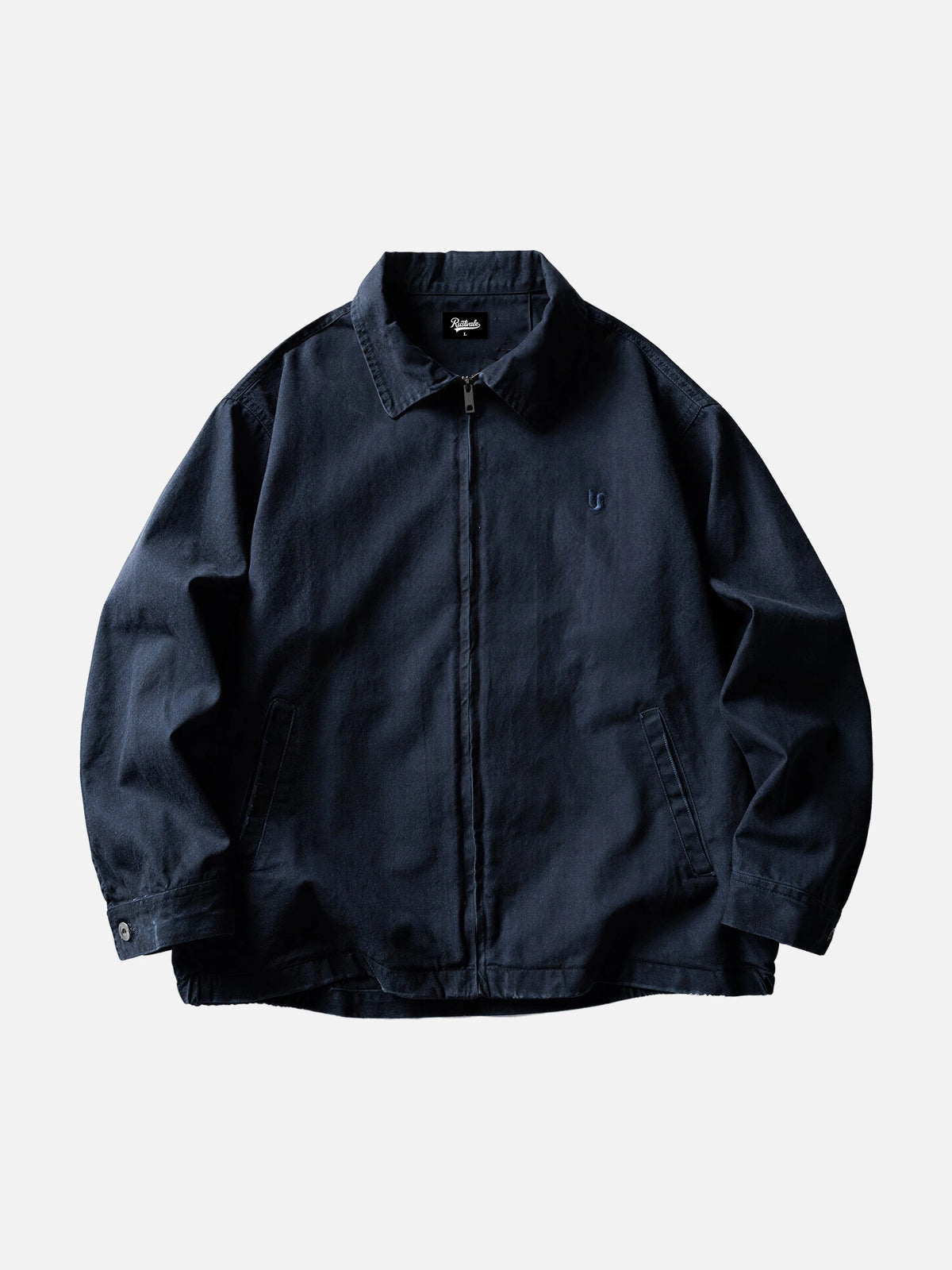 Embroidered "old Money" Style Collared Zip Jacket