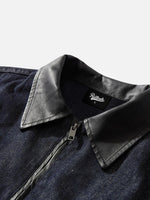 Pu Leather Collared Jacket With Double-ended Zipper