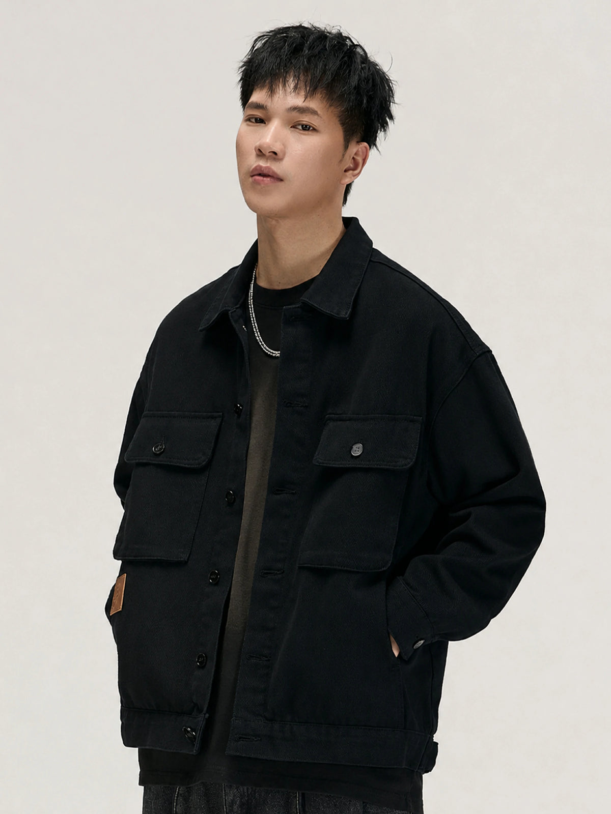 Retro Loose-fit Multi-pocket Denim Jacket