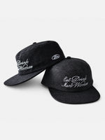 Letter-embroidered Flat-top, Flat-brim Hat
