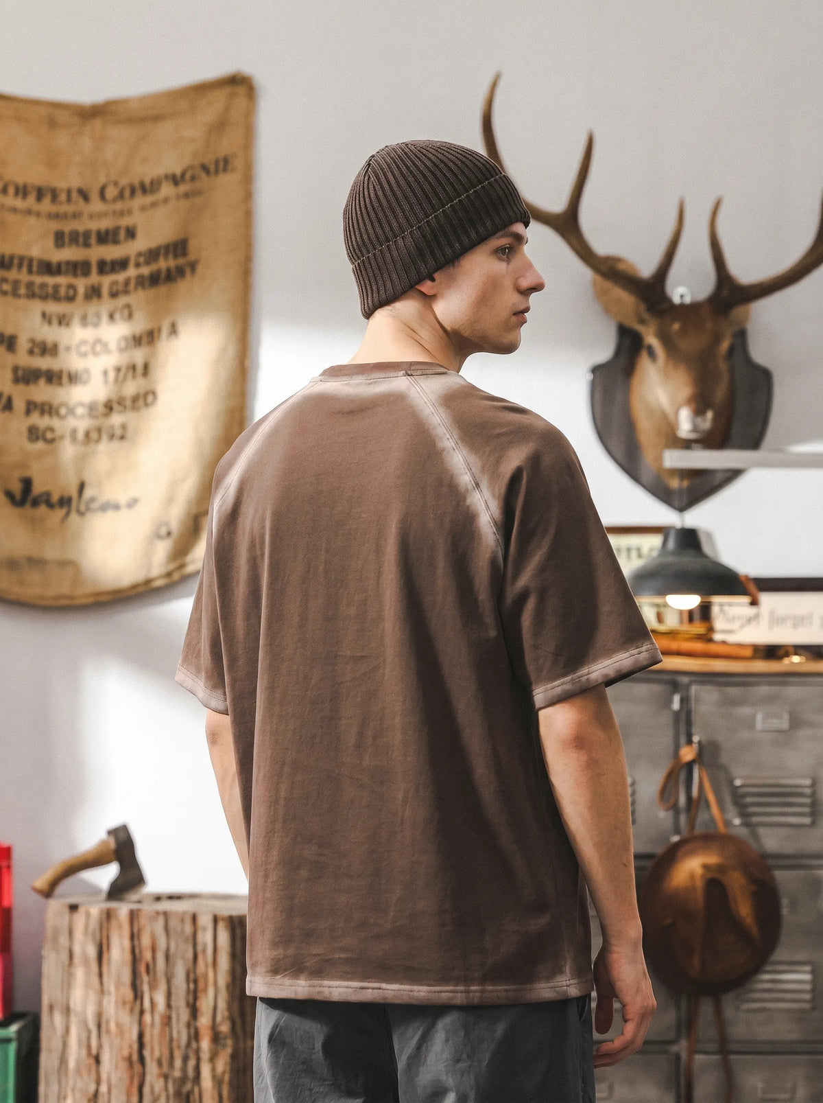 Heavyweight Oversized Washed T-shirt In Retro Maillard Tones