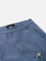 Multi-pocket, Star-patch Wide-leg Cargo Pants
