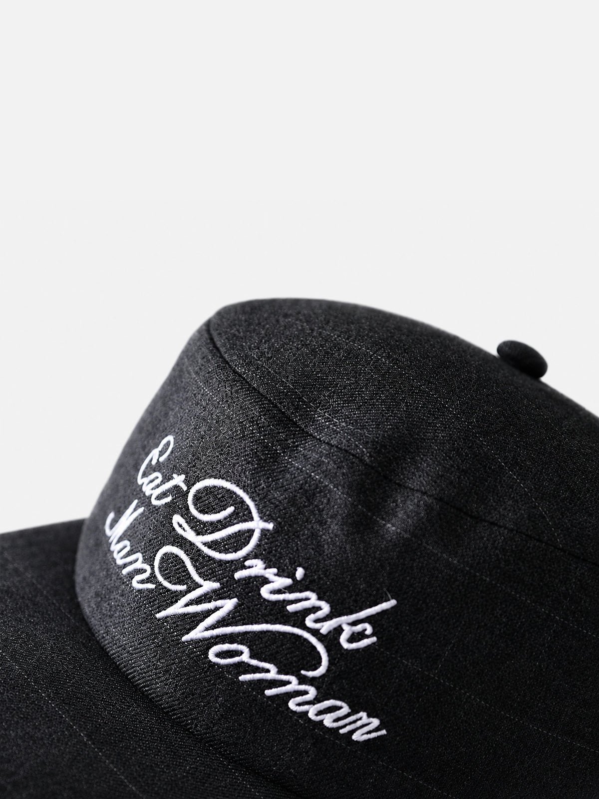 Letter-embroidered Flat-top, Flat-brim Hat