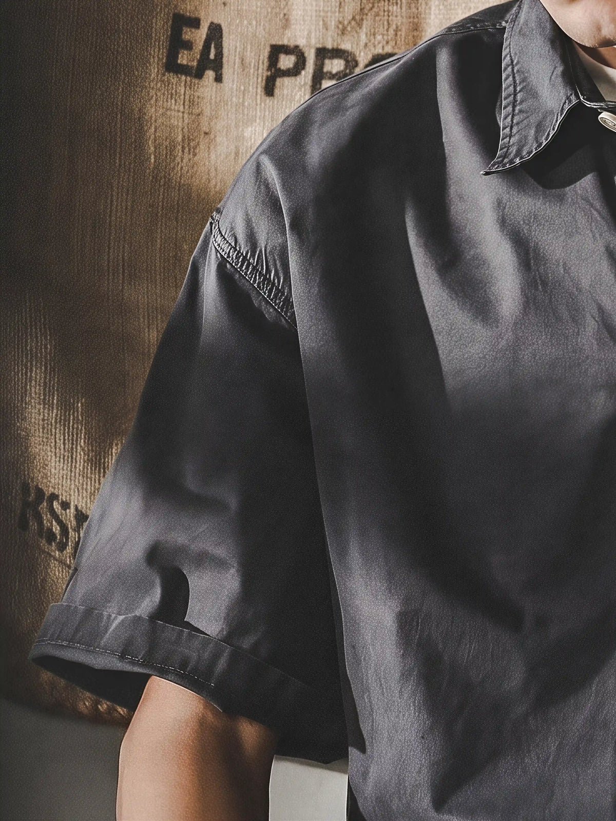 Retro Heavyweight Washed Short-Sleeve Polo Shirt