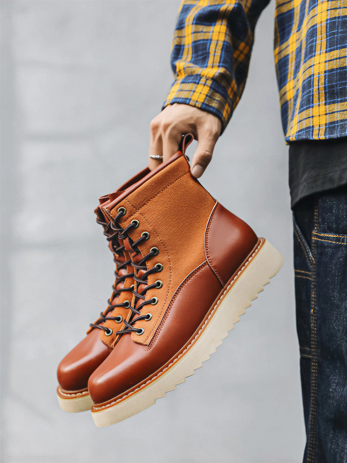 Americana-style High-top Work Boots