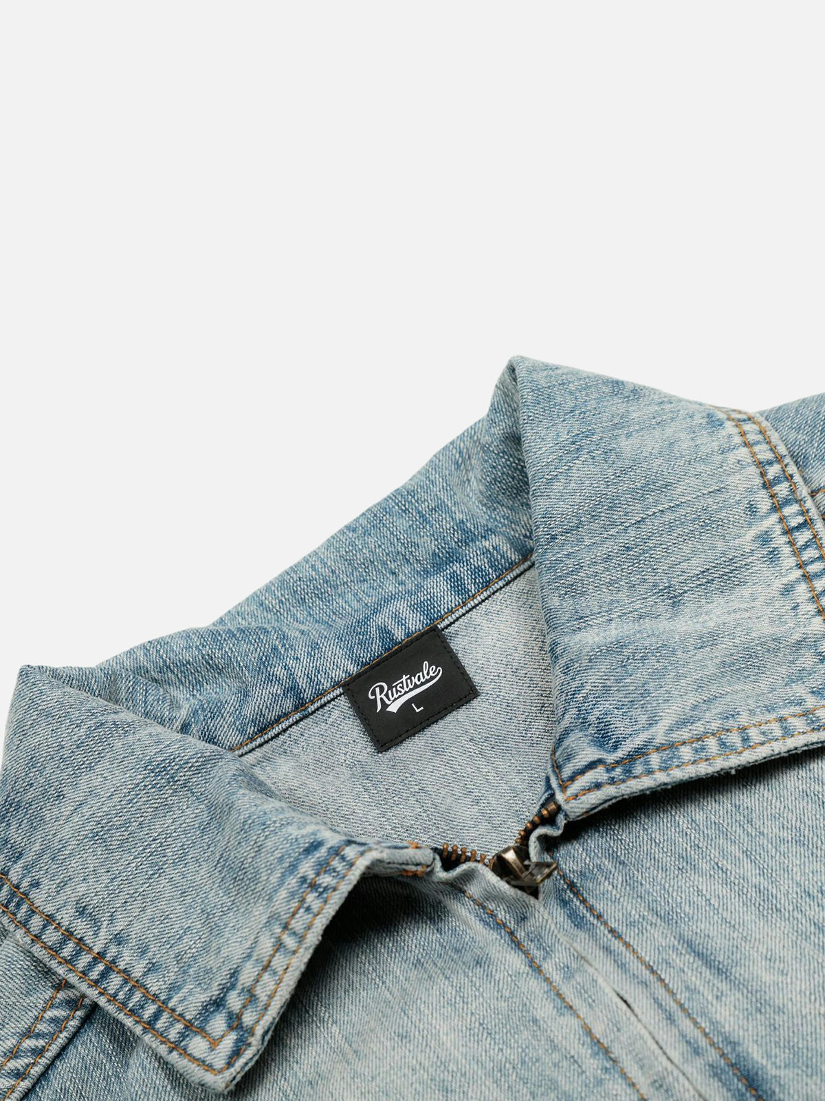 American Retro Washed Blue Distressed Work Jacket