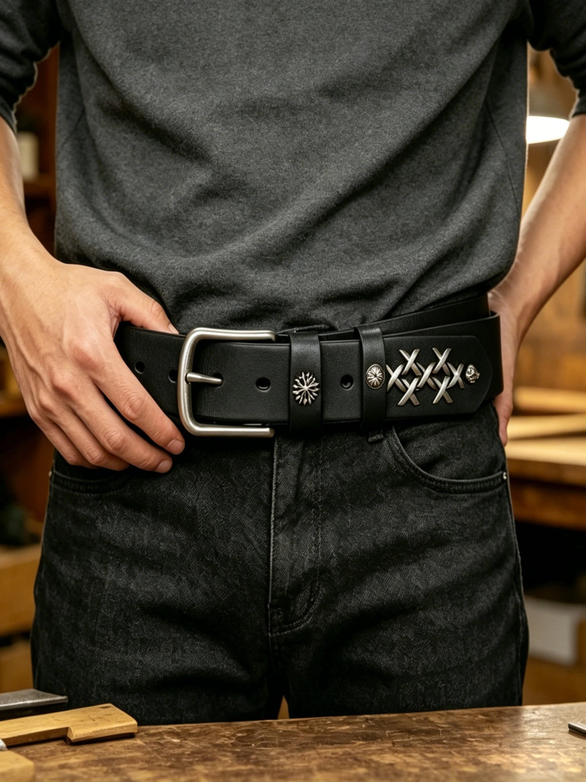 Versatile Handmade Men's Belt In Top-grain Cowhide