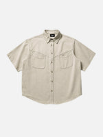 Japanese-style Vintage Washed & Distressed Work Shirt
