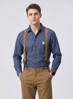 American Retro Striped Loose-fit Plus-size Shirt